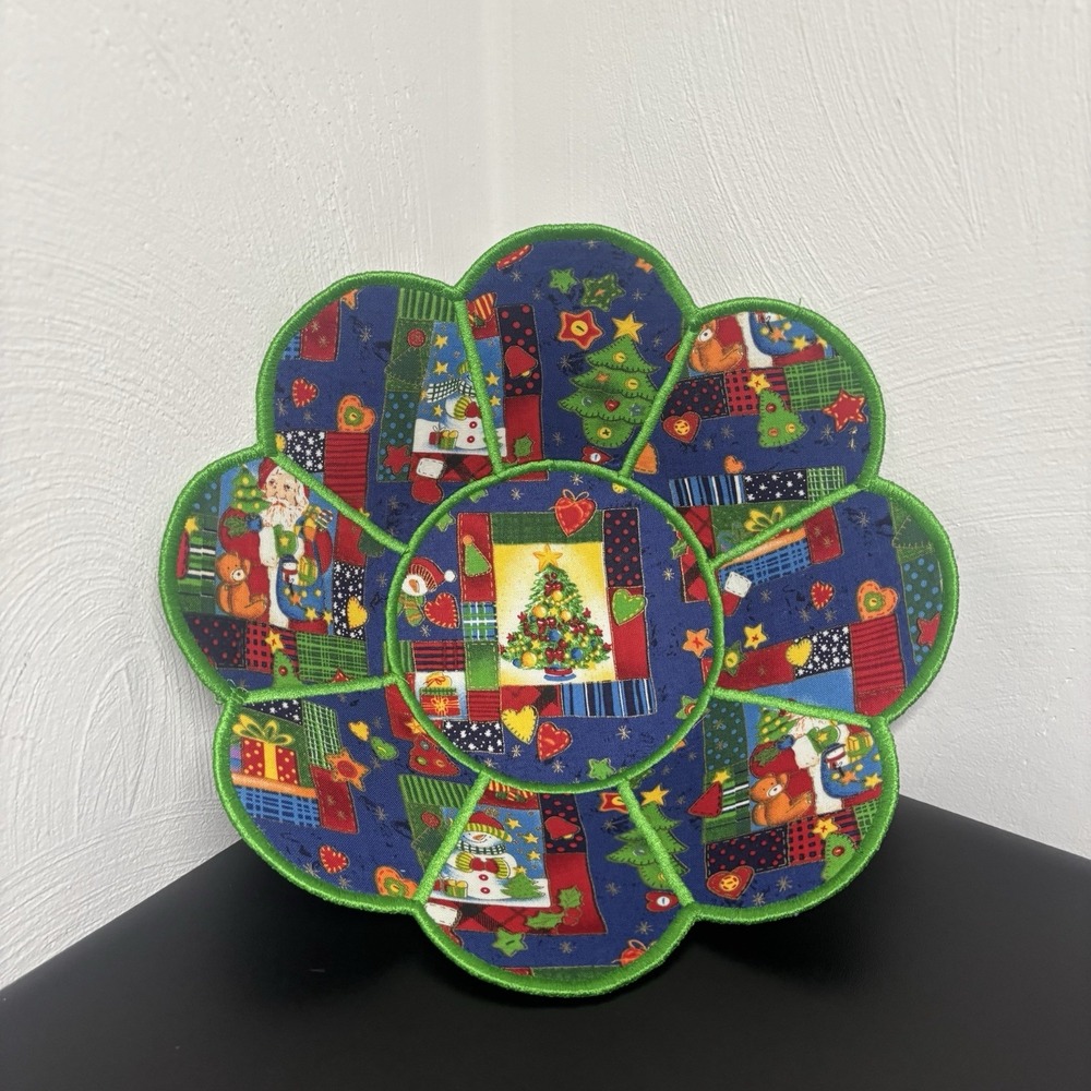 Microwave Bowl Cozy Fabric Set of 2 Christmas Winter Themed Stars Red White Blue